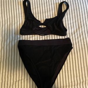 Frankies Bikinis Black ribbed
